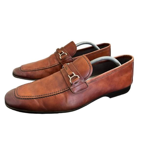Magnanni Genuine Leather Men’s Slip On Loafers Size 10.5 M Chestnut Brown